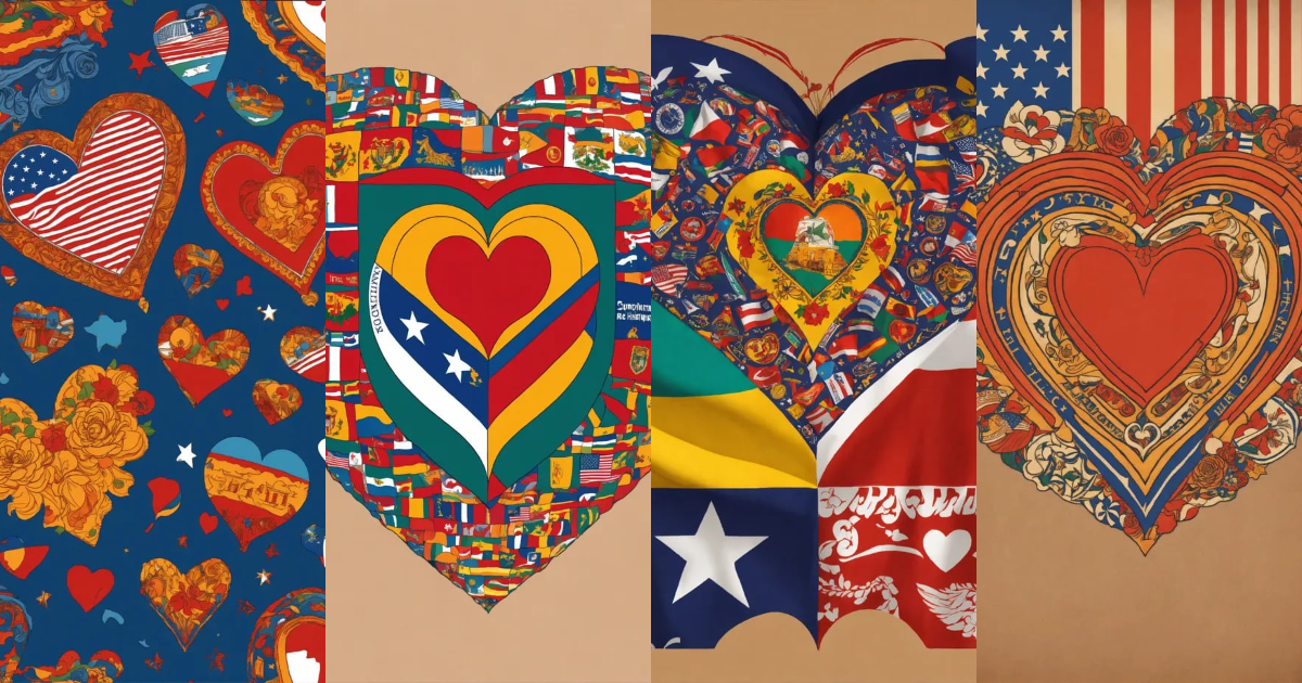 Lexica - Design for t shirt Heart-shaped flags Hispanic Heritage, Union ...