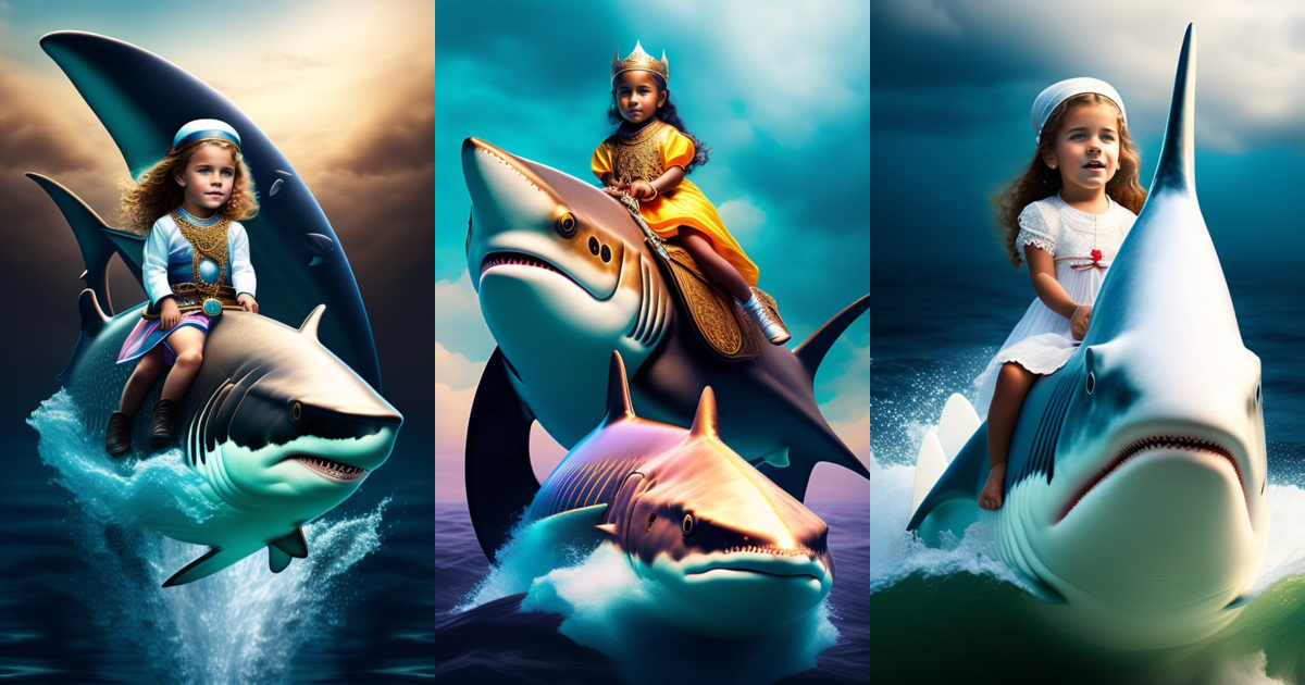 Lexica - Young priestess riding a shark