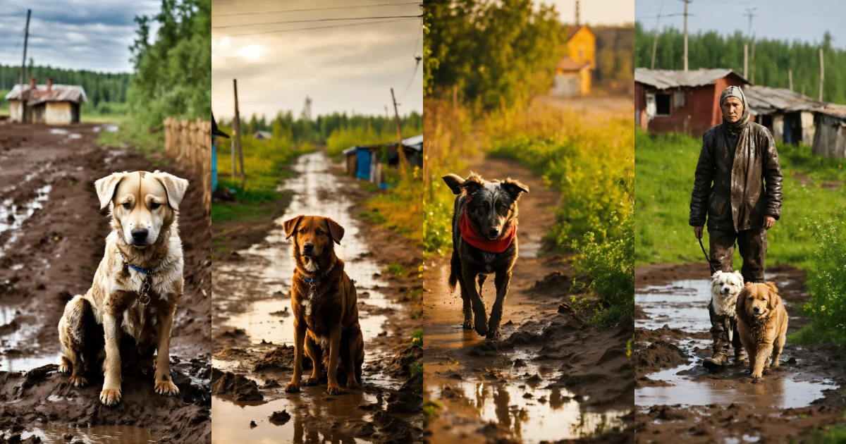Lexica - Poverty, russia, mud, lonely dog, russian country, village