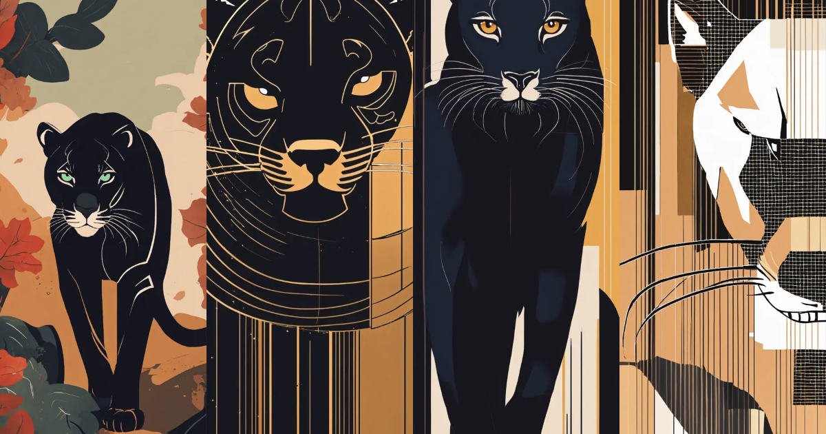 Lexica - A minimalistic illustration of a panther black, capturing its ...
