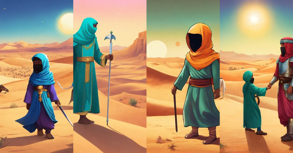 Lexica - Faceless mascot of the Islamic hero as a child, Abdullah bin ...