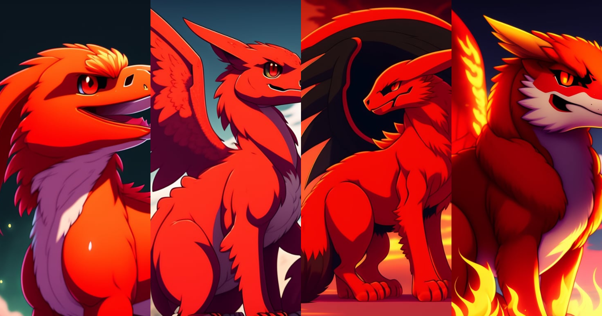 Lexica - Anime illustration of a cute red Utah raptor like pokemon with ...