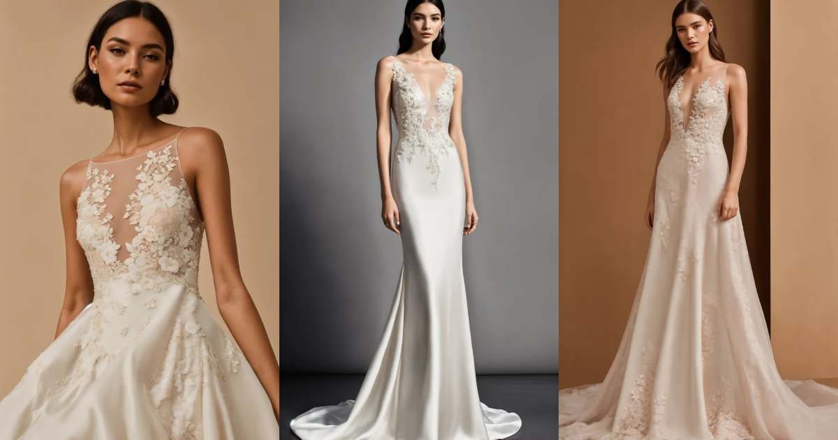 Lexica - Create a realistic photo of a fluid, minimalist wedding dress ...