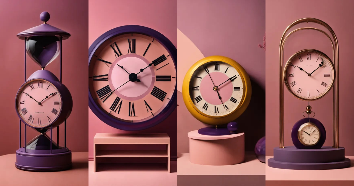 Lexica - Muted tones of dusty pink and dark purple surreal clock ...