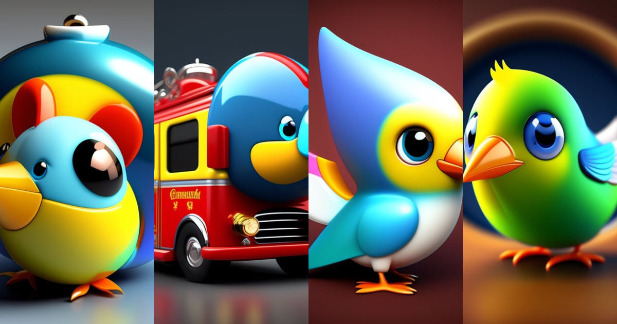 Lexica - 3d, cartoon, baby twitter bird mascot, small wings, as a fireman