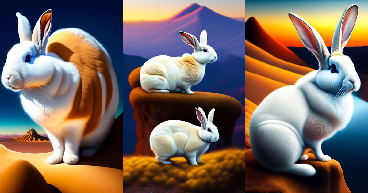 Lexica - White mountain rabbit, salvador dali style