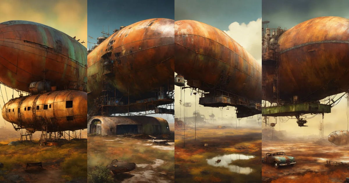 Lexica - A zeppelin in a toxic wasteland, natural rust and grime detail ...
