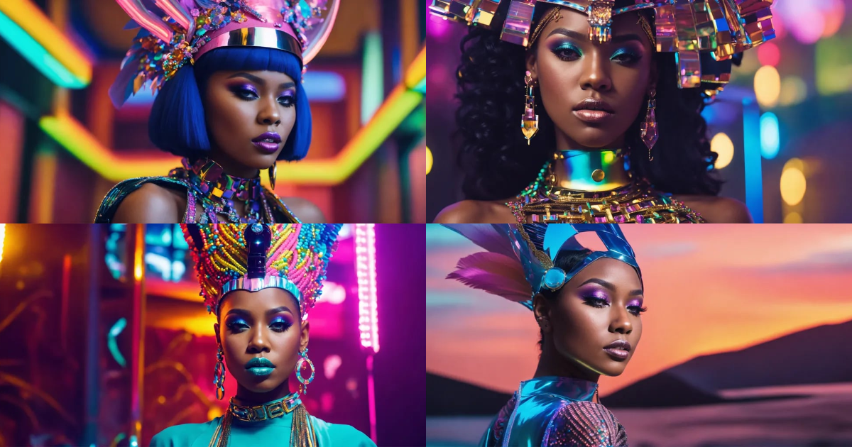 Lexica - A beautiful black female rap artist all pastel sleek ...