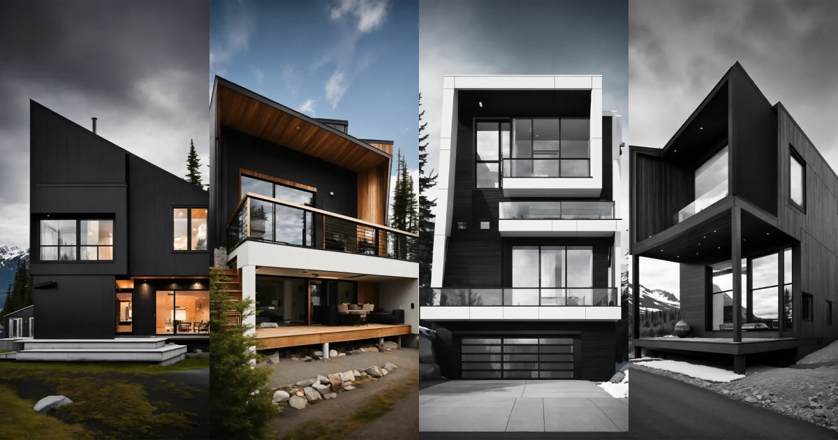 Lexica - Make a black and white skatch of a modern house in alaska
