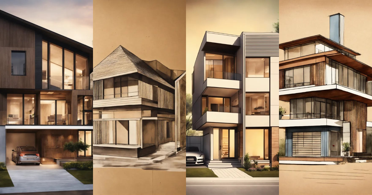 Lexica - A drawing of a modern house on a paper