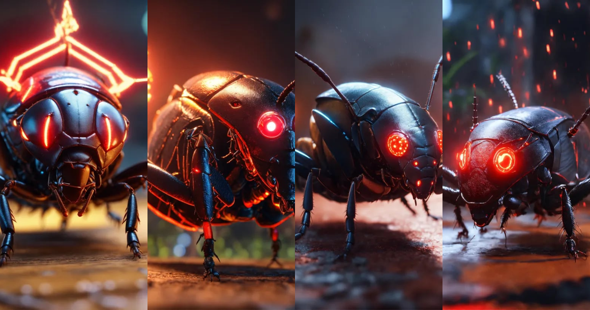 Lexica - Clan of black cockroach faced humanoid with red glowing eyes ...