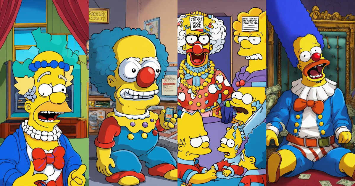 Lexica - The clown in the blue wig asks What will happen in the US if ...