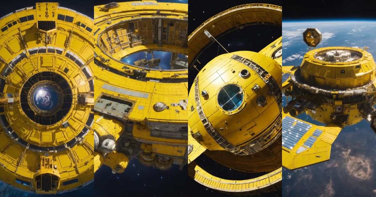 Lexica - Giant yellow space station in space from top