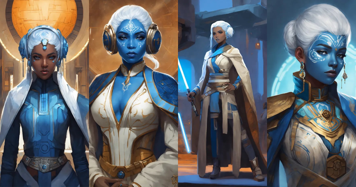 Lexica - Character design of a Star Wars Pantoran a Blue-skinned woman ...