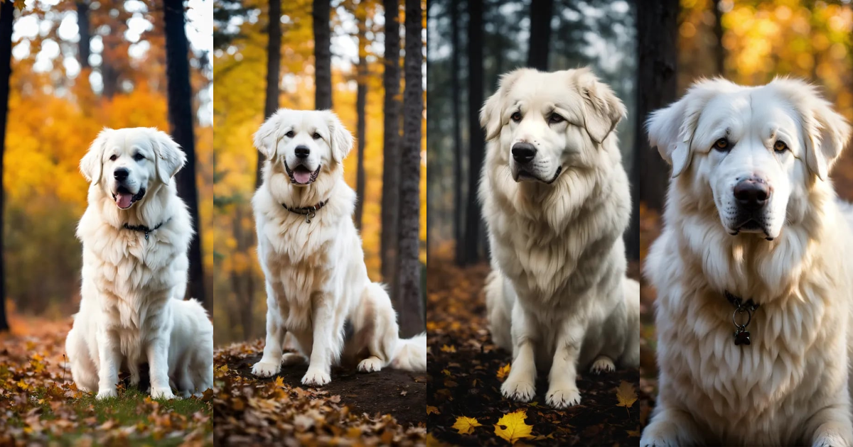 Lexica - Seated large white dog, great pyrenees, ominous, evil-looking ...
