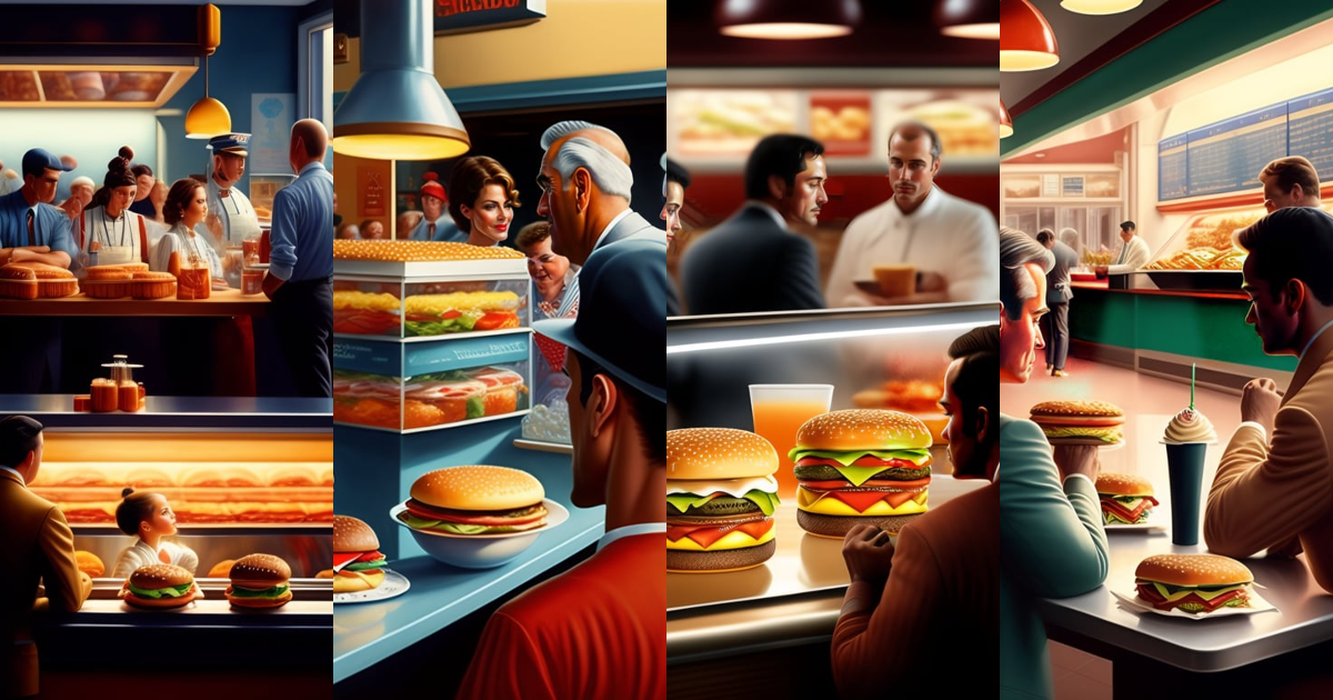 Lexica - A realistic view inside of a fast food restaurant, with ...