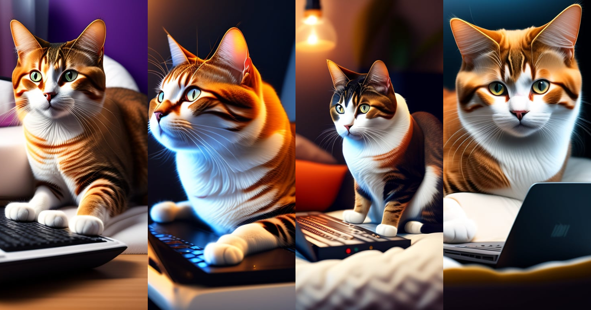 Lexica - Animated cat working on a bed, cat typing a programming ...