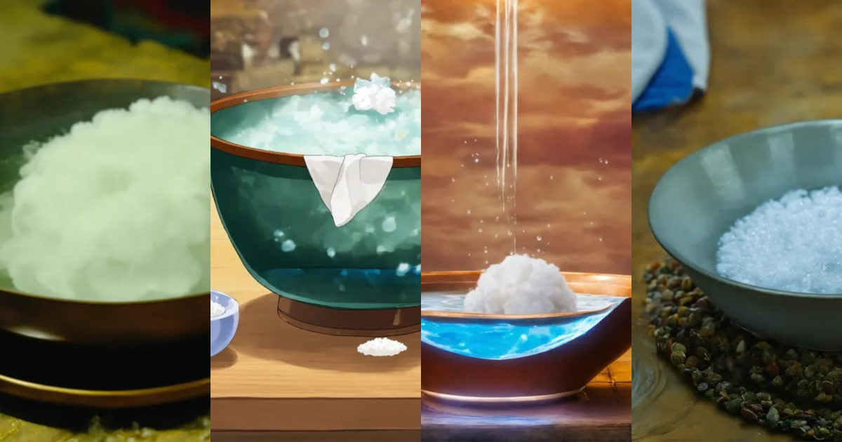 Lexica An image of a bowl of water surrounded by a cloth, a piece of cotton that the water can