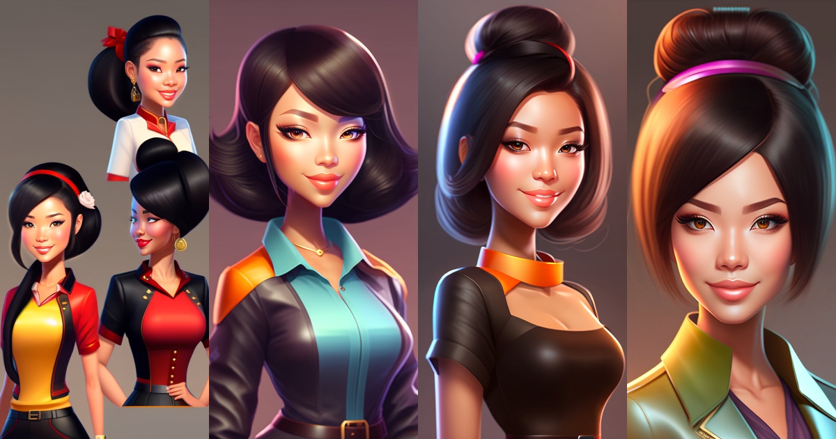 Lexica - Create a stylish female avatar for Behance, with black hair ...