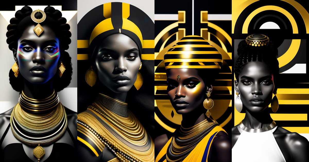 Lexica - Op art, hyper- Indian black girl in pharaonic posture