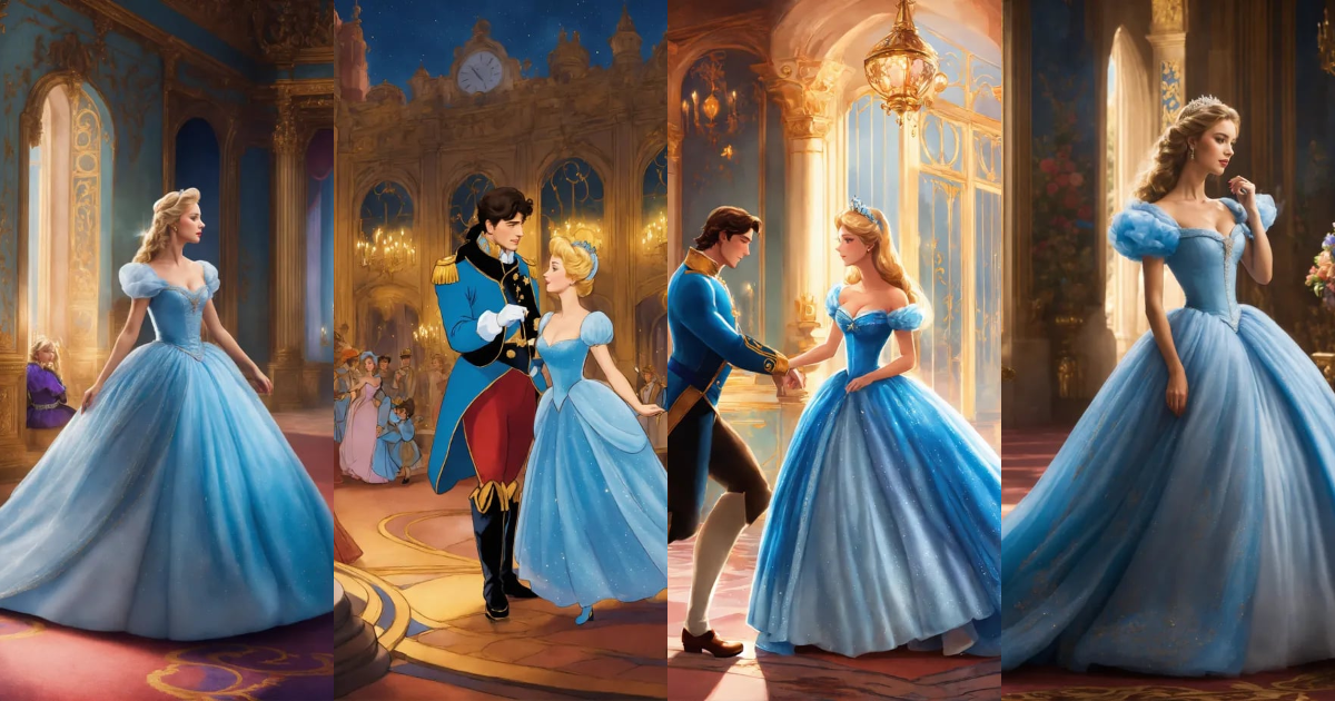 Lexica - When Cinderella arrived at the palace, everyone was in awe of ...