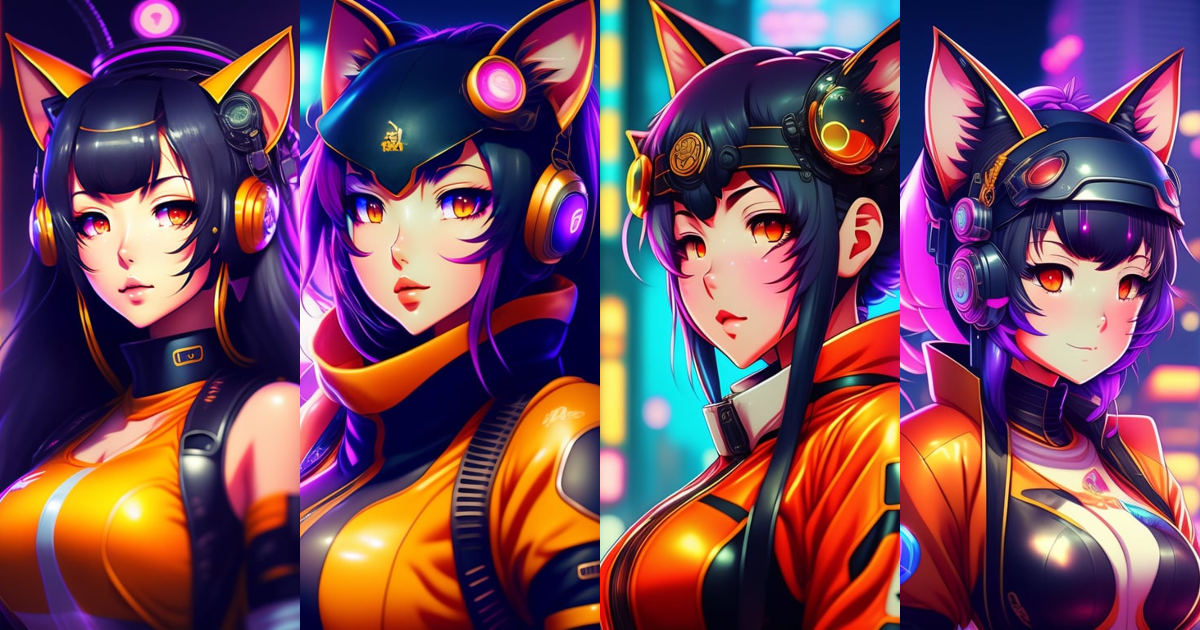 Lexica - A Cute Anime Cyber Ninja Catgirl in a Retro Future Cyberpunk ...