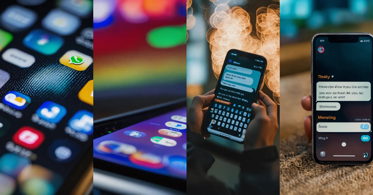 Lexica - A close up of a phone screen while texting, no text
