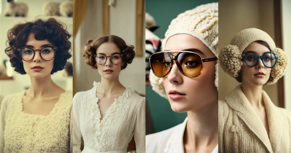 Lexica Sheeps Head Women And Big Glasses In White Room Vintage Style 8k