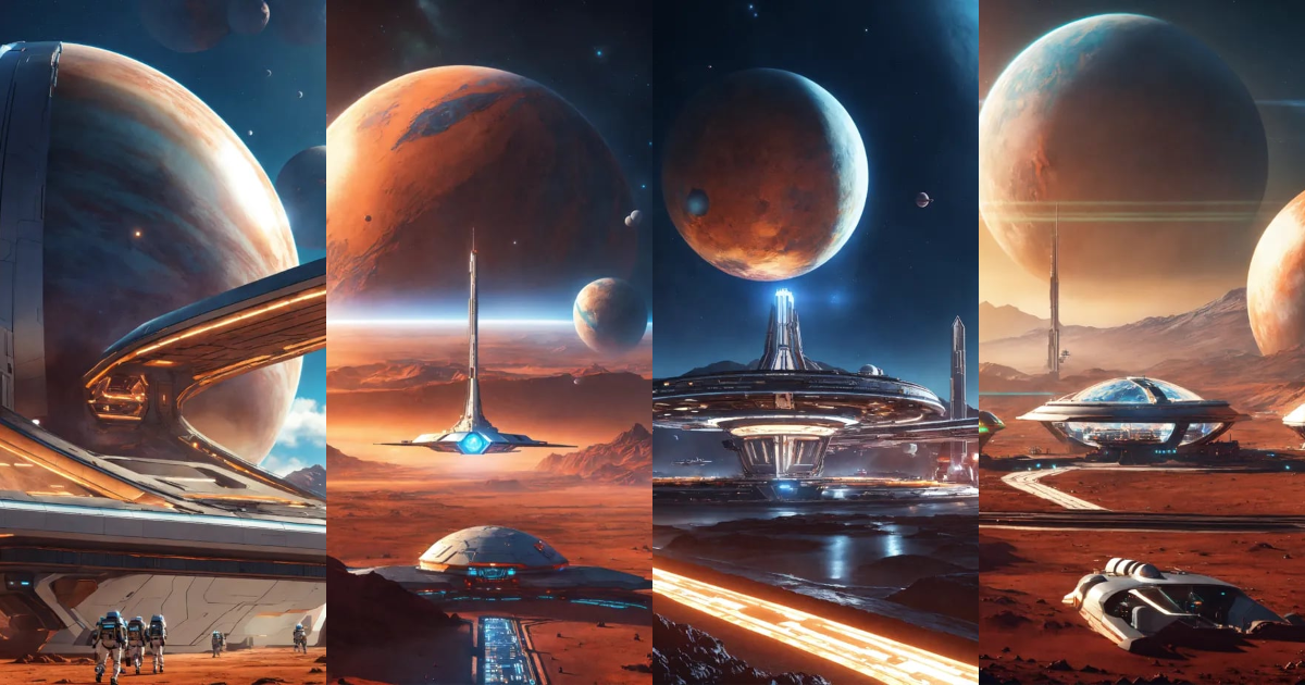 Lexica - Beautiful spaceport orbiting a nearby planet in space ...