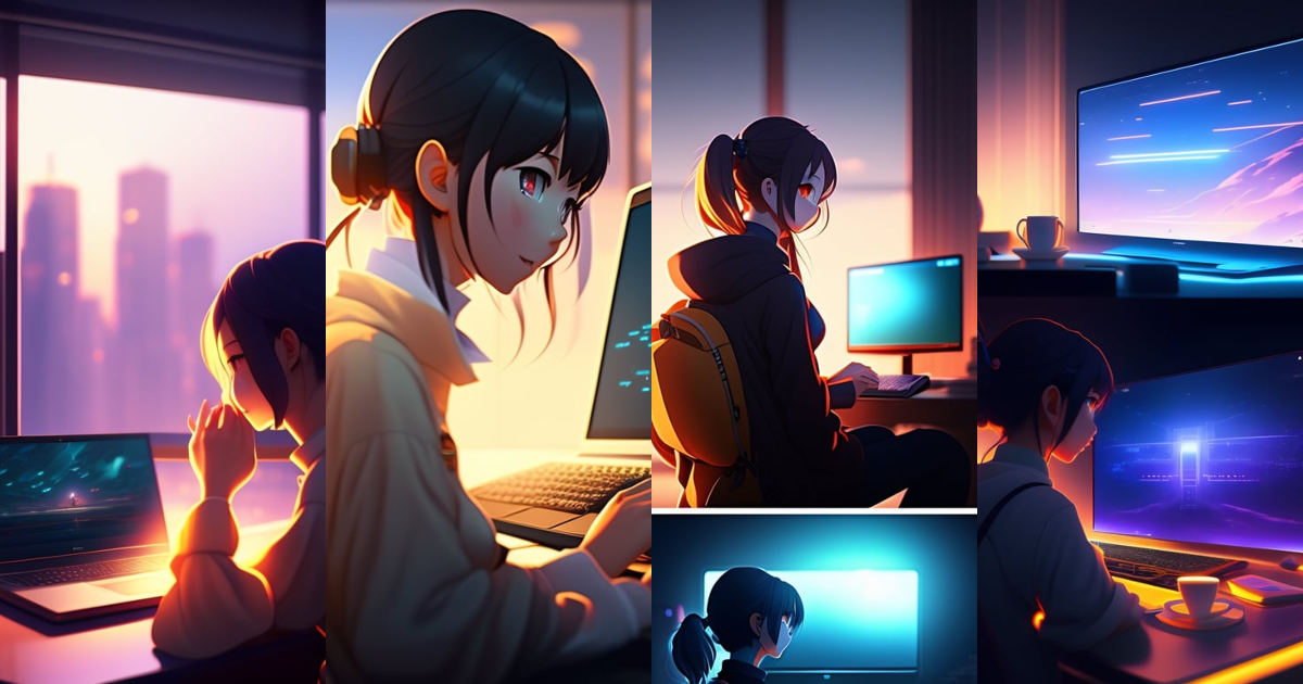 Lexica - Create a high resolution artwork of Anime Girl is programming ...