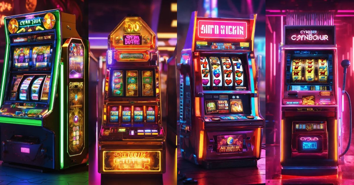 Lexica - 3d rendering slot machine cryberpunk future