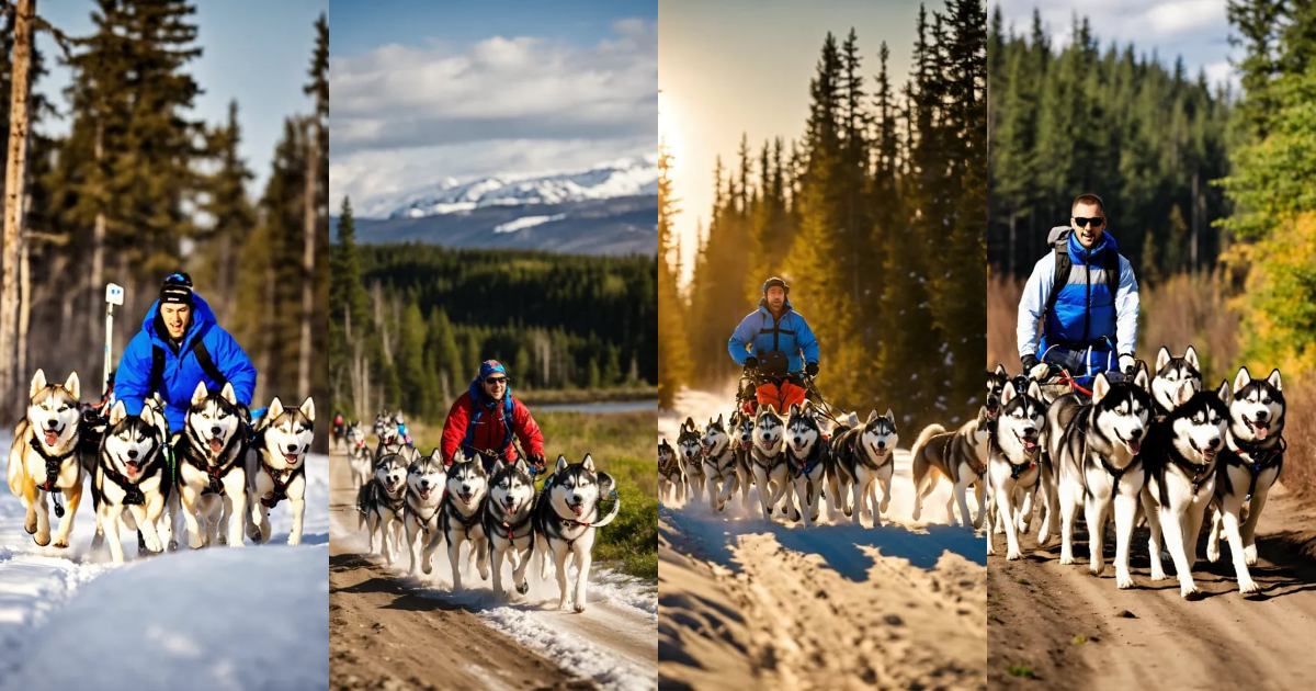 Lexica - A Husky mushing a team of humans
