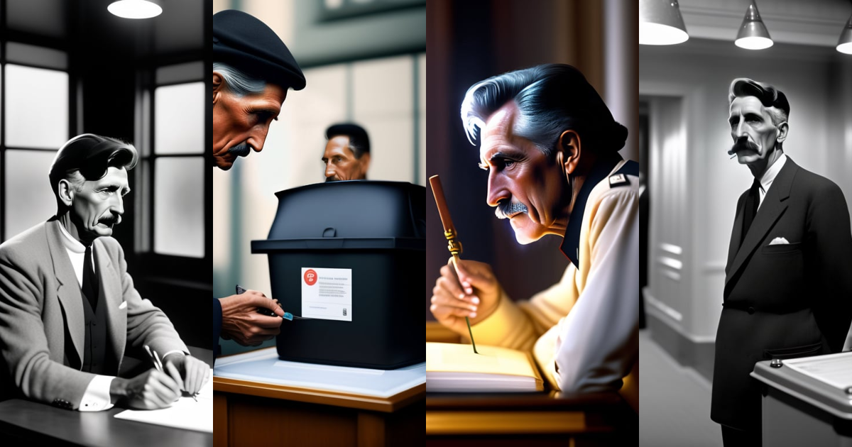Lexica - George Orwell while voting.