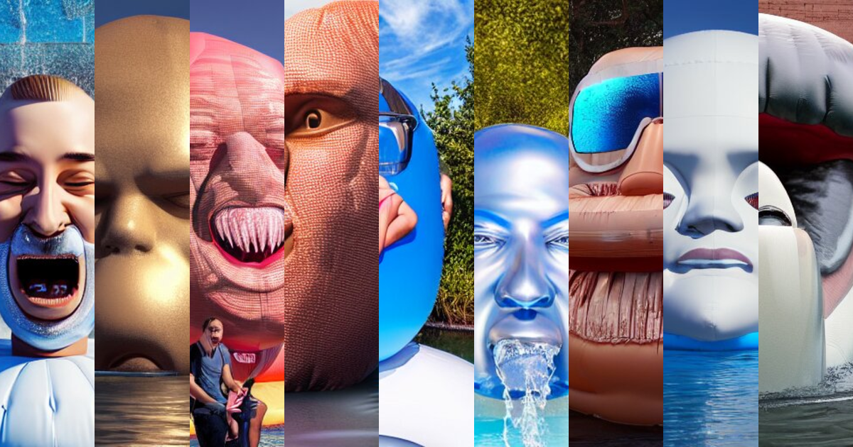 Lexica - A giant inflatable human head with open mouth on realistic ...