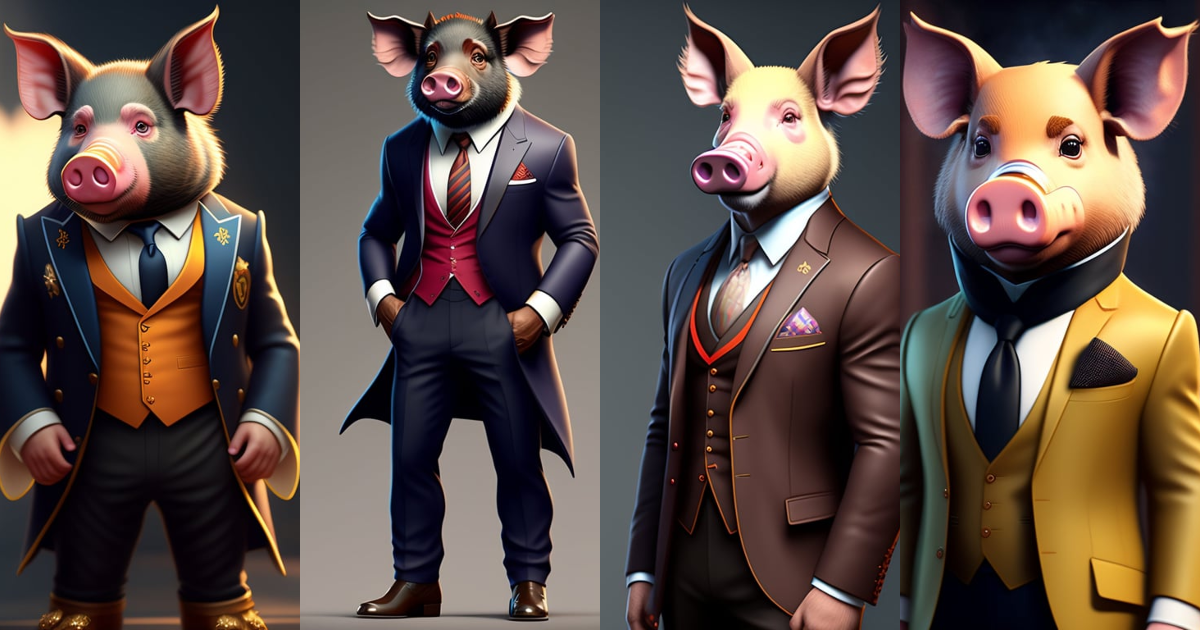 Lexica - Anthro furry humanoid pig, three piece suit, character concept ...