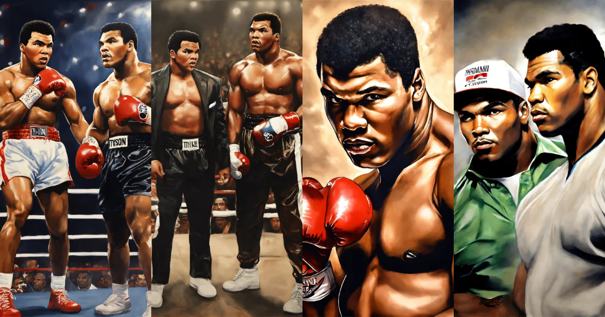 Lexica - Drawing high Ultra define Muhammad Ali and Mike Tyson, full body