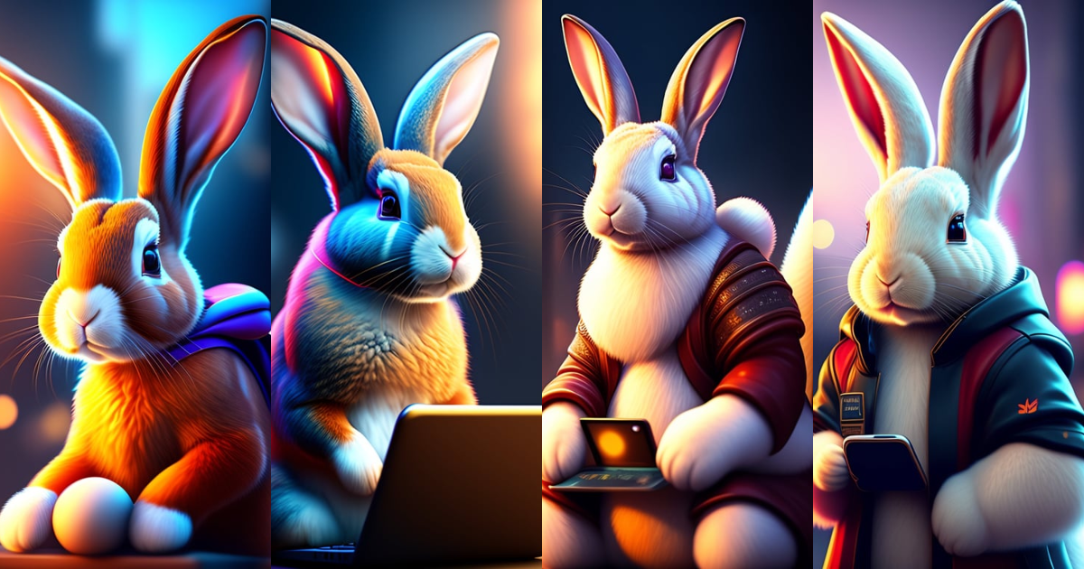 Lexica - Animated rabbit,gamer rabbit logging into your account on your ...