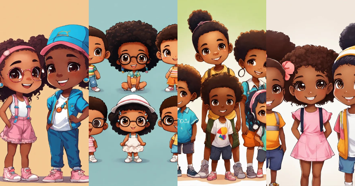 Lexica - Group of four African American kids, cute and adorable, fun ...