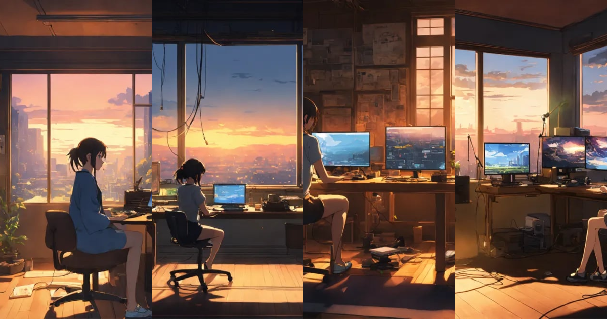 Lexica - Create a high resolution artwork of Anime Girl is programming ...