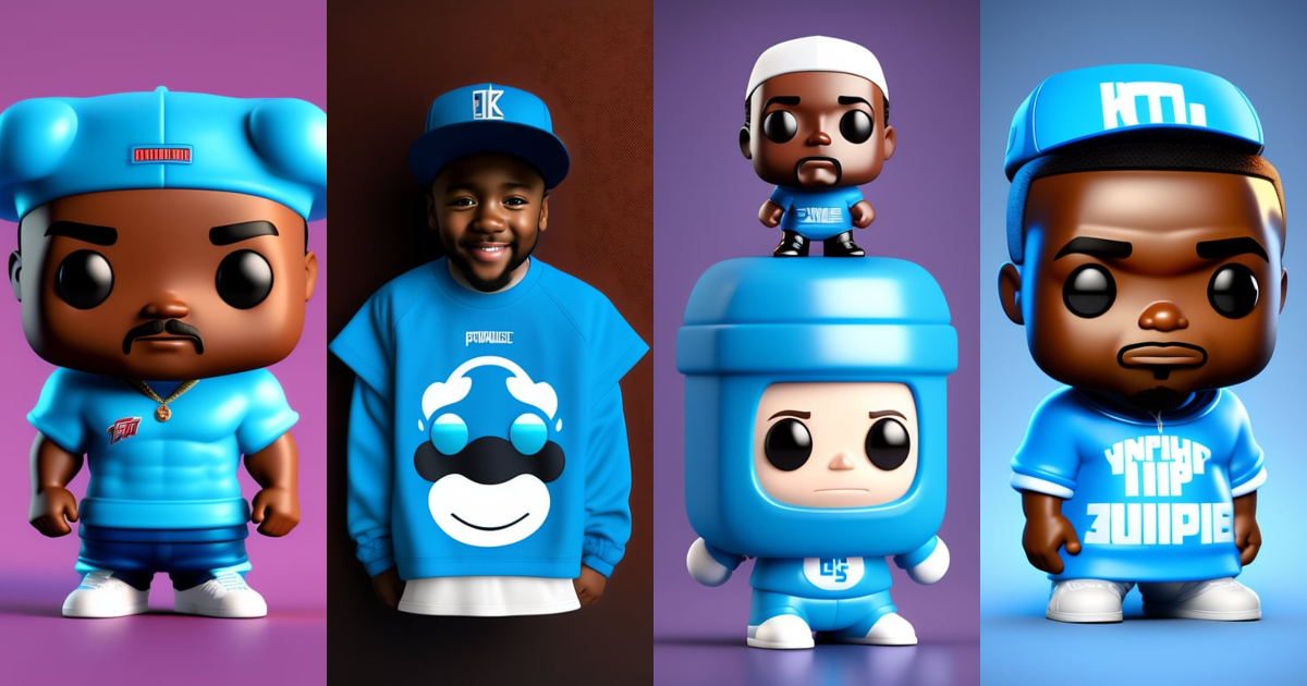 Lexica - 3d render of funko pop rappers light guy blue eyes a little ...