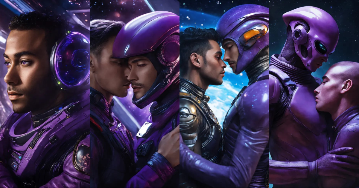 Lexica - Alien male masculine with purple skin and a masculine human ...
