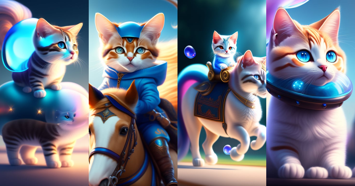 Lexica - Cinematic portrait of cute Mew riding large blue bubble, oil ...