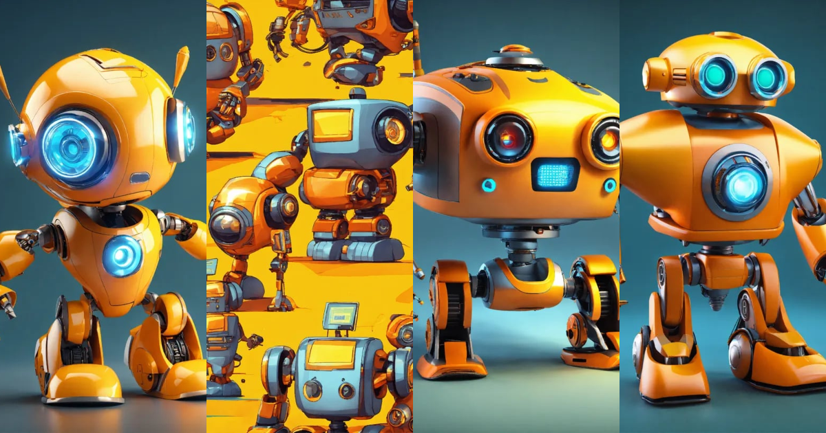 Lexica - Cartoon cool robot, young, speed, fast, yellow and orange. 3D ...