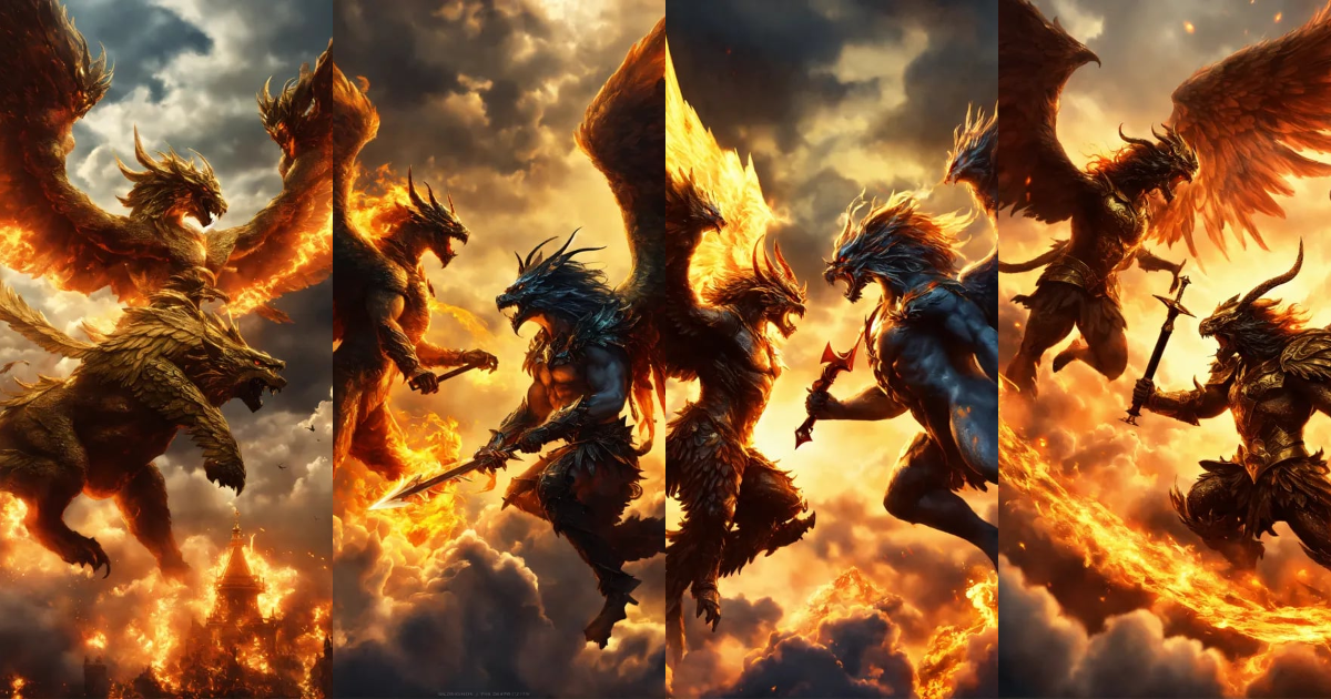 Lexica - Armies of angels and demons fighting in the skytwo smoke ...