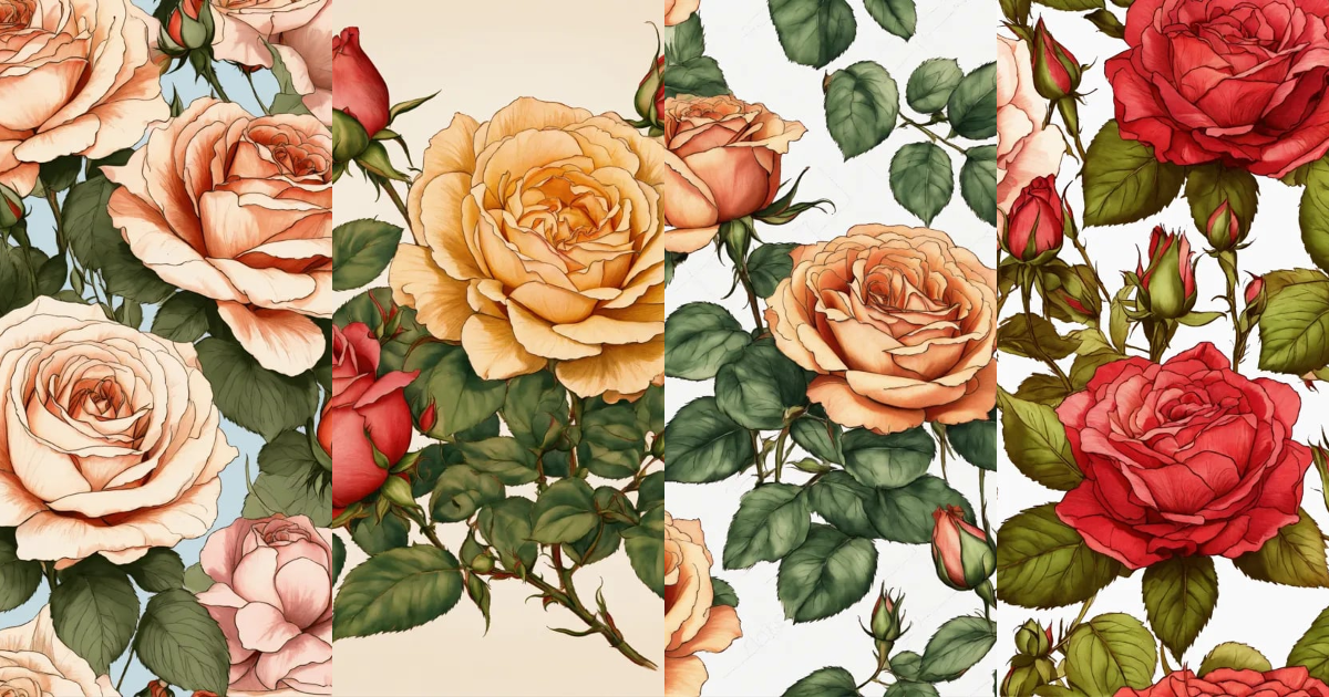 Lexica - Roses & buds flowers, high quality, vintage style detailed, 8k ...