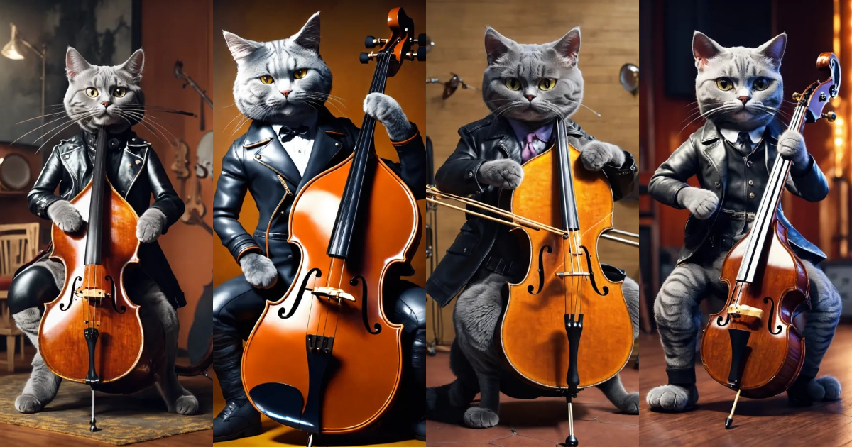 Lexica - 3d image of solid grey color grey russian cat playing double