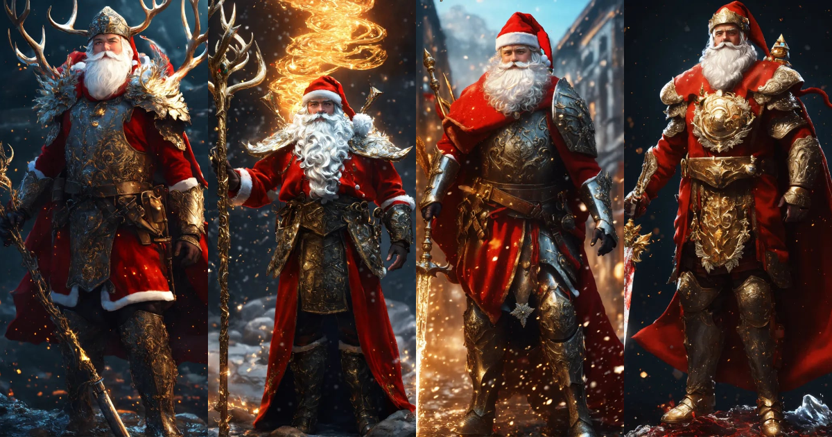 Lexica - ((Santa Claus in armor)), Full Body, Detailed Fearless Stern ...