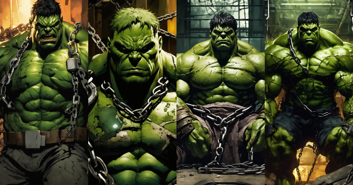 Lexica - Hulk, captured and chained, dystopian future, torn futuristic ...