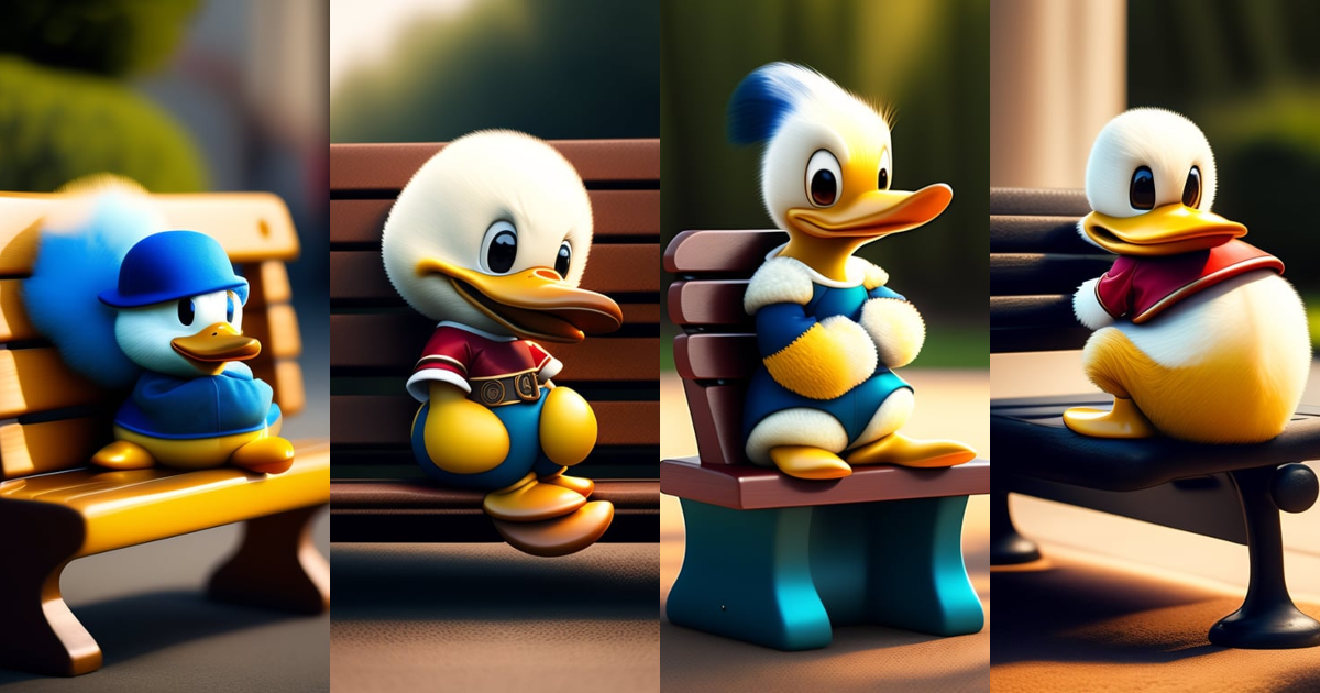 Lexica - Donald Duck sitting on a bench