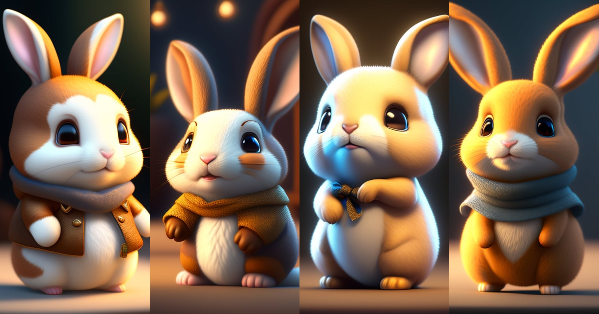 Lexica - Cute small cartoon rabbit smiling, unreal engine, cozy indoor ...